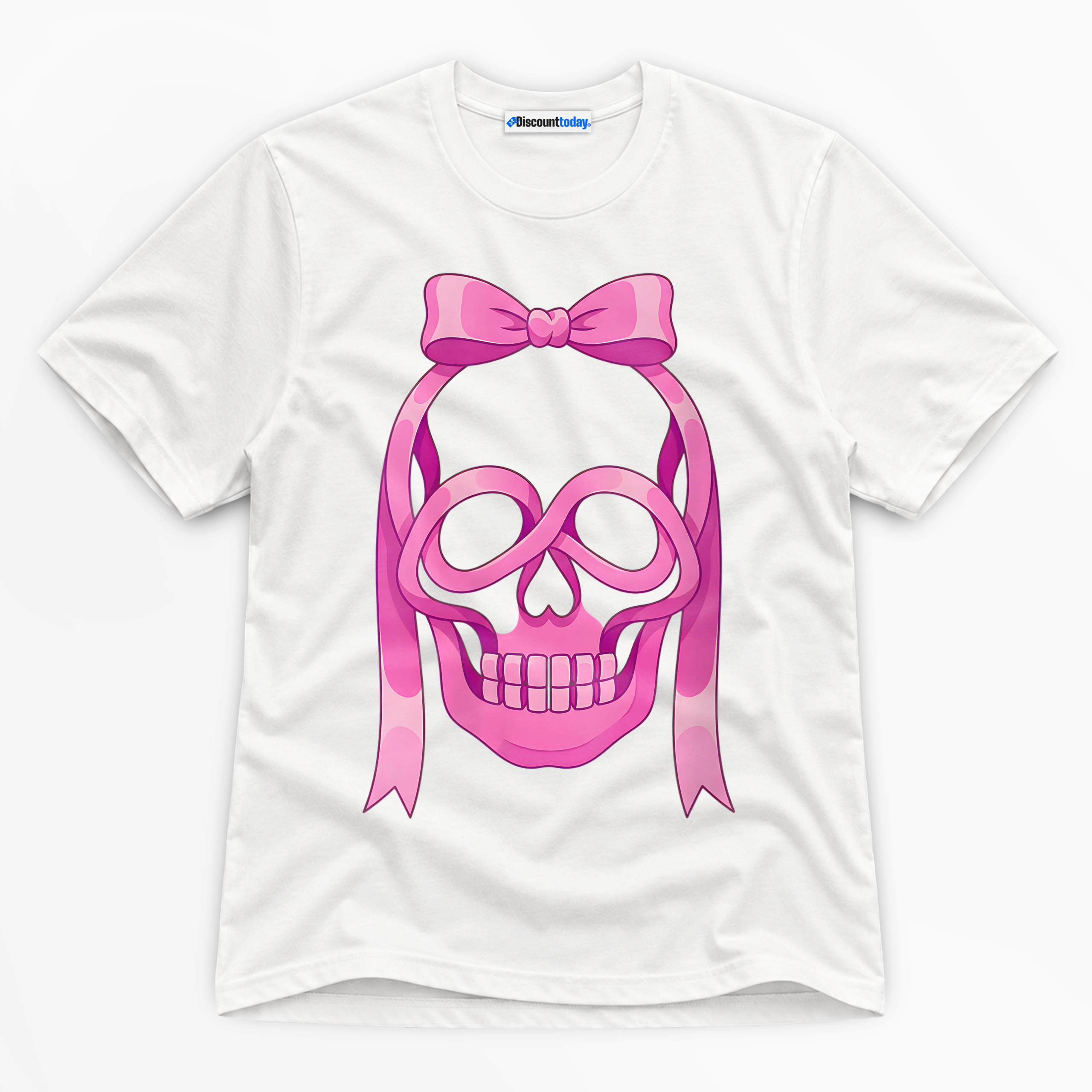 Pink Ribbon Skull Premium Graphic T-Shirt - Halloween catona-1021-v1