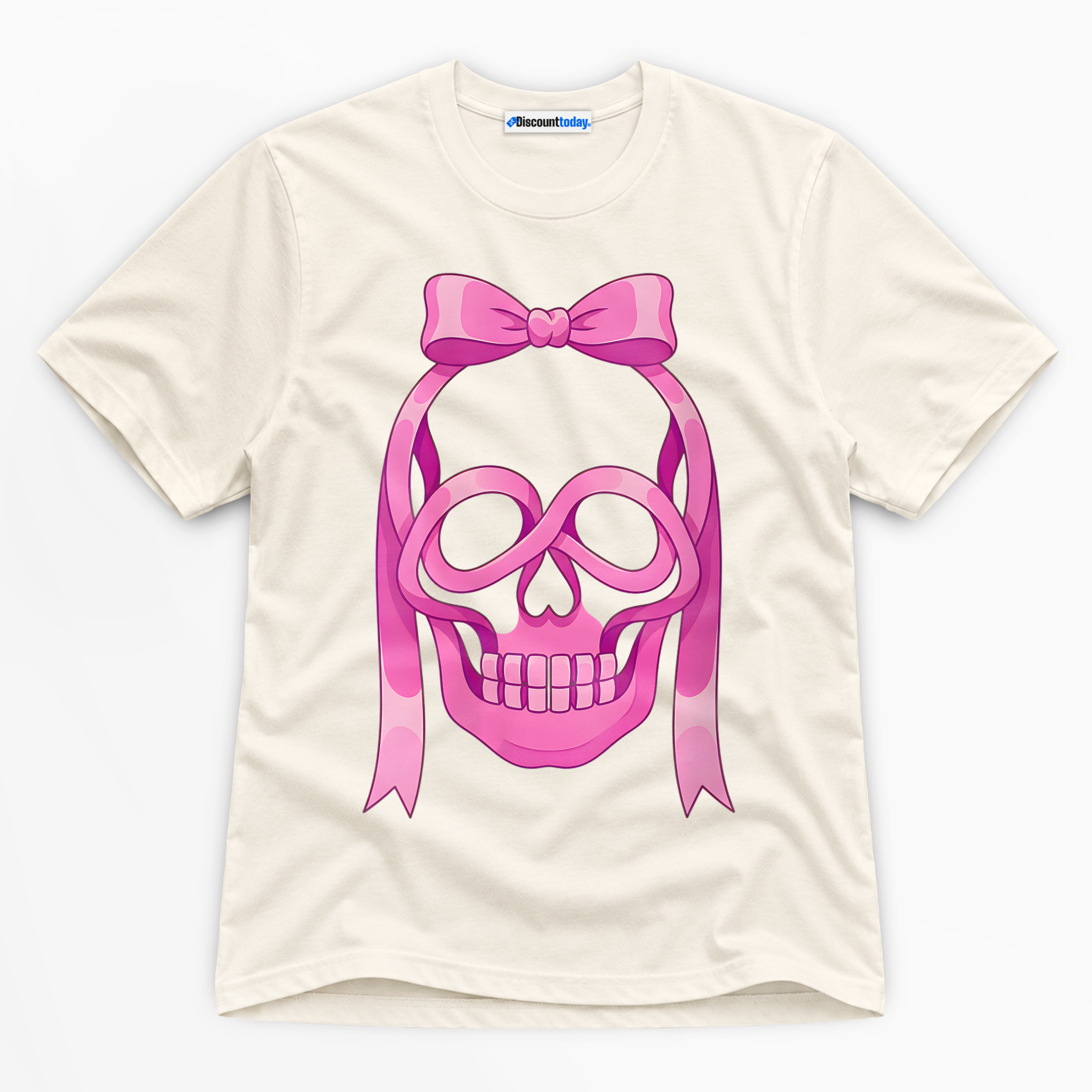 Pink Ribbon Skull Premium Graphic T-Shirt - Halloween catona-1021-v2