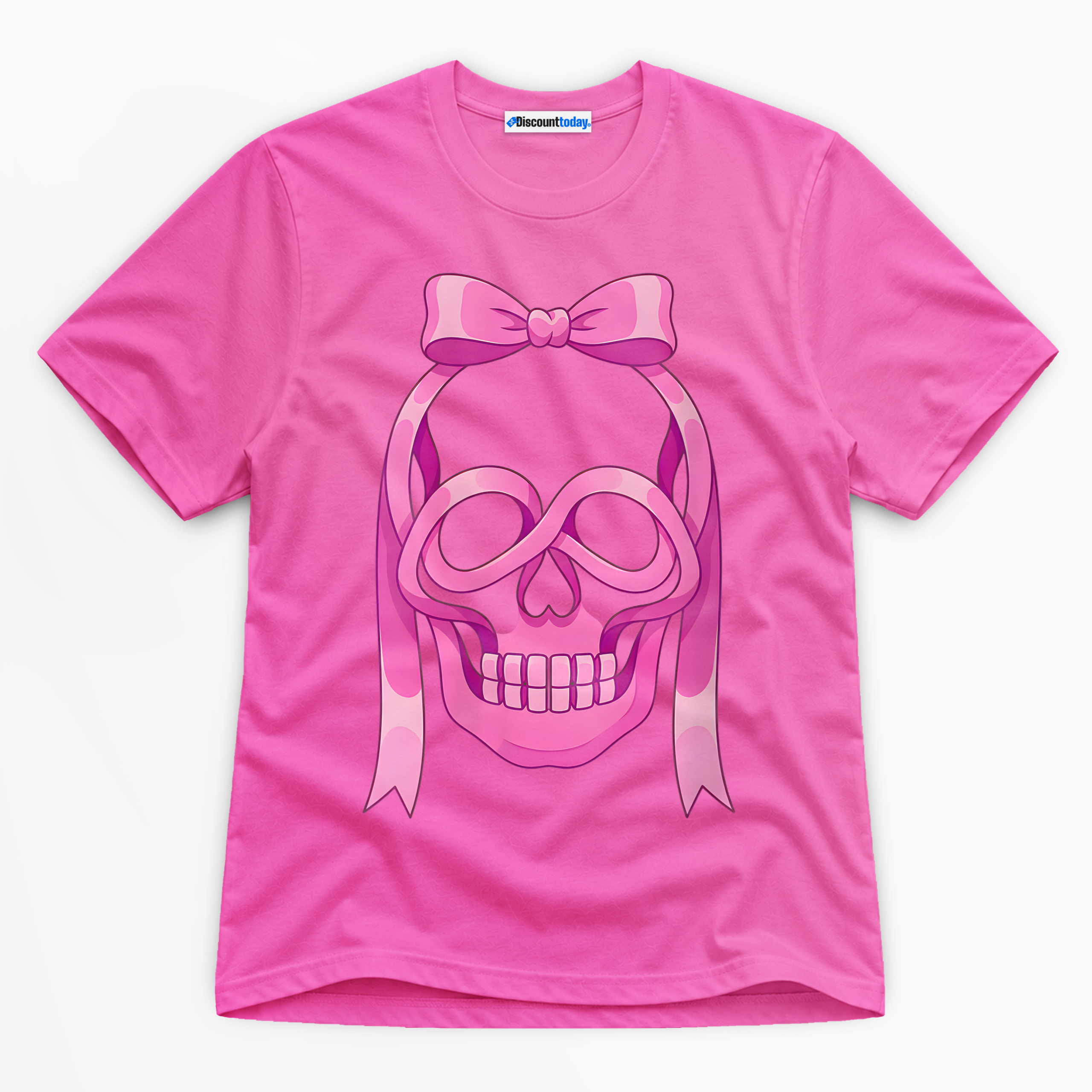 Pink Ribbon Skull Premium Graphic T-Shirt - Halloween catona-1021-v3