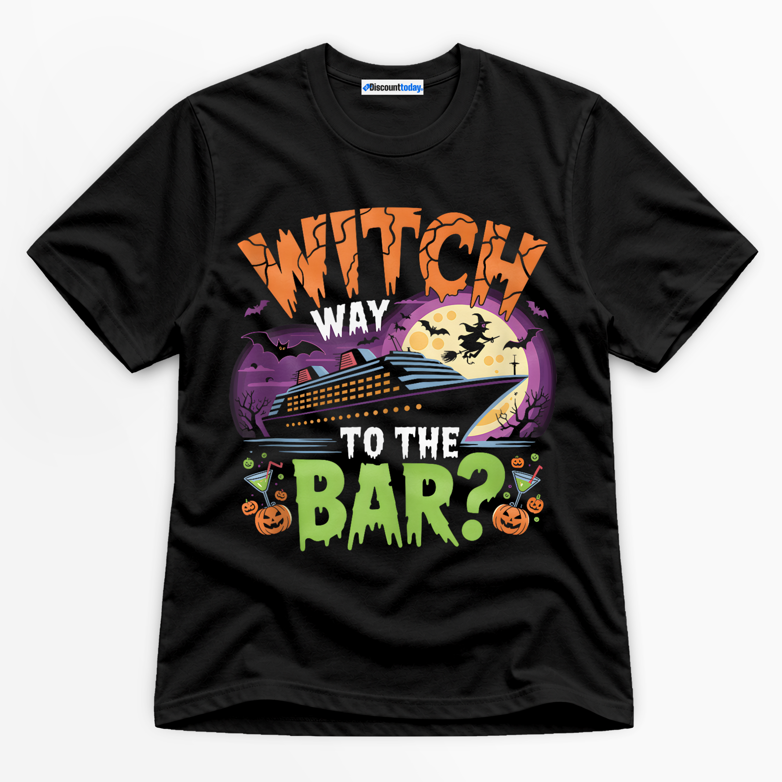 Witch Way To The Bar Premium Graphic T-Shirt - Halloween catona-1022