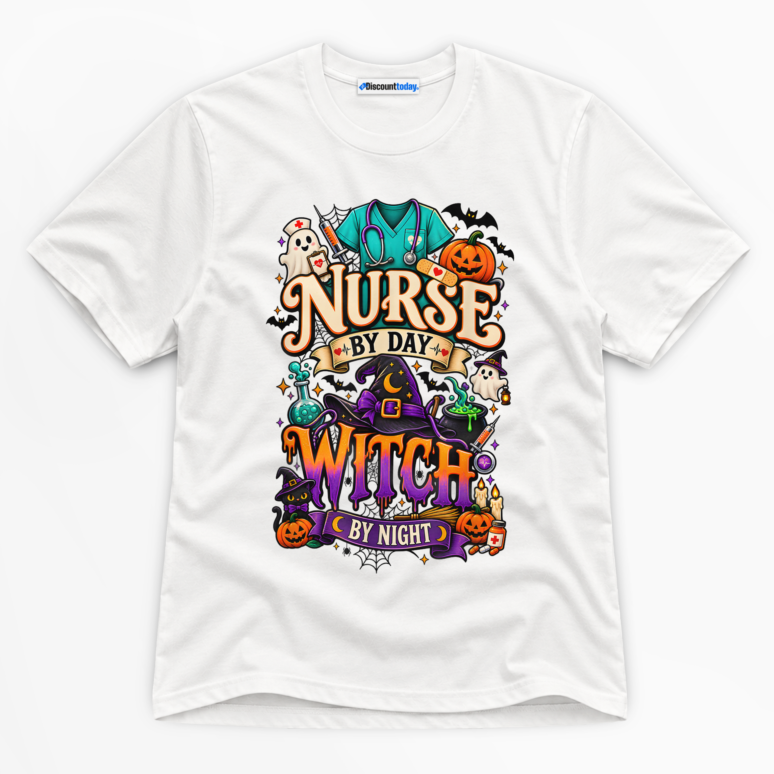 Nurse By Day Witch By Night Premium Graphic T-Shirt - Halloween catona-1039-v1