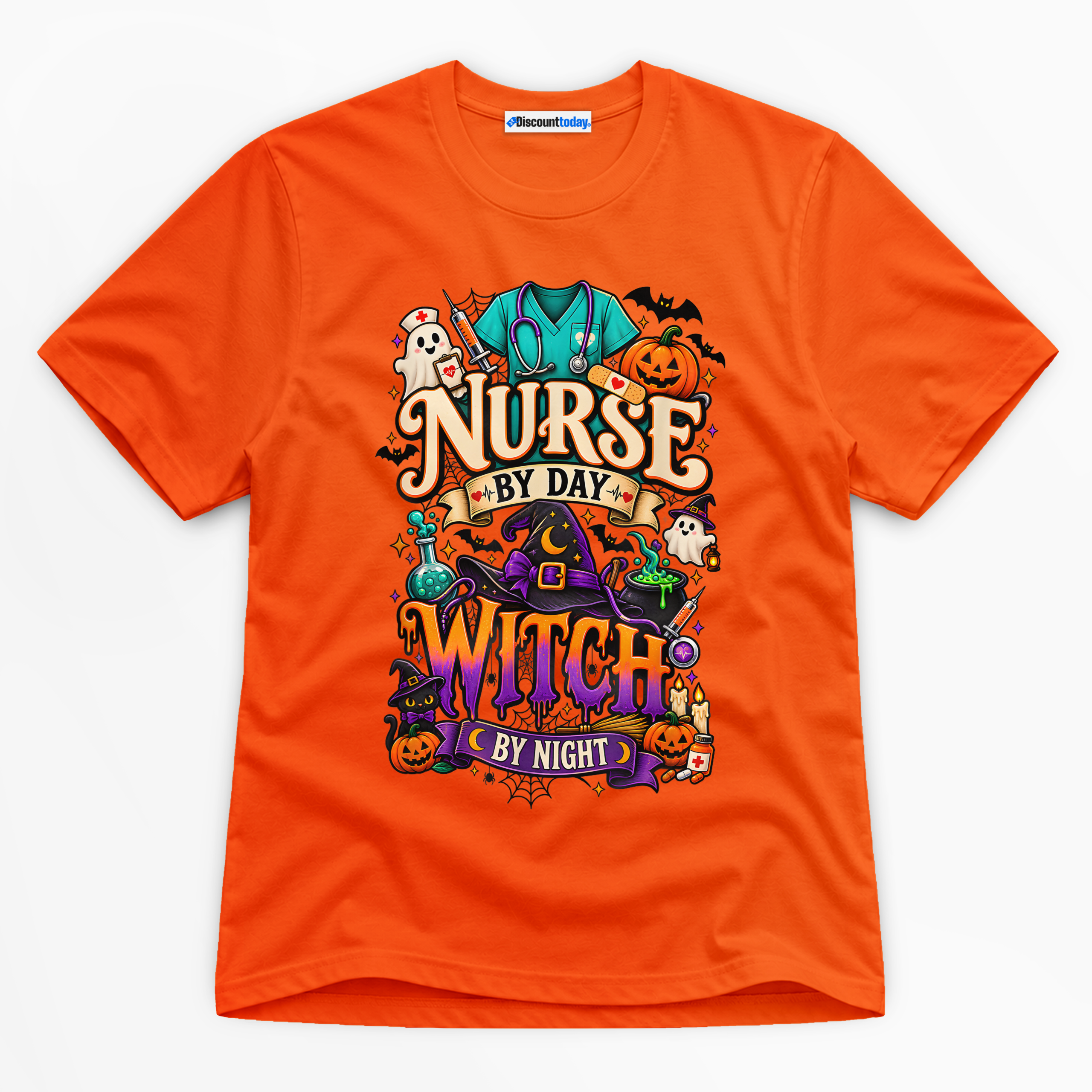 Nurse By Day Witch By Night Premium Graphic T-Shirt - Halloween catona-1039-v3