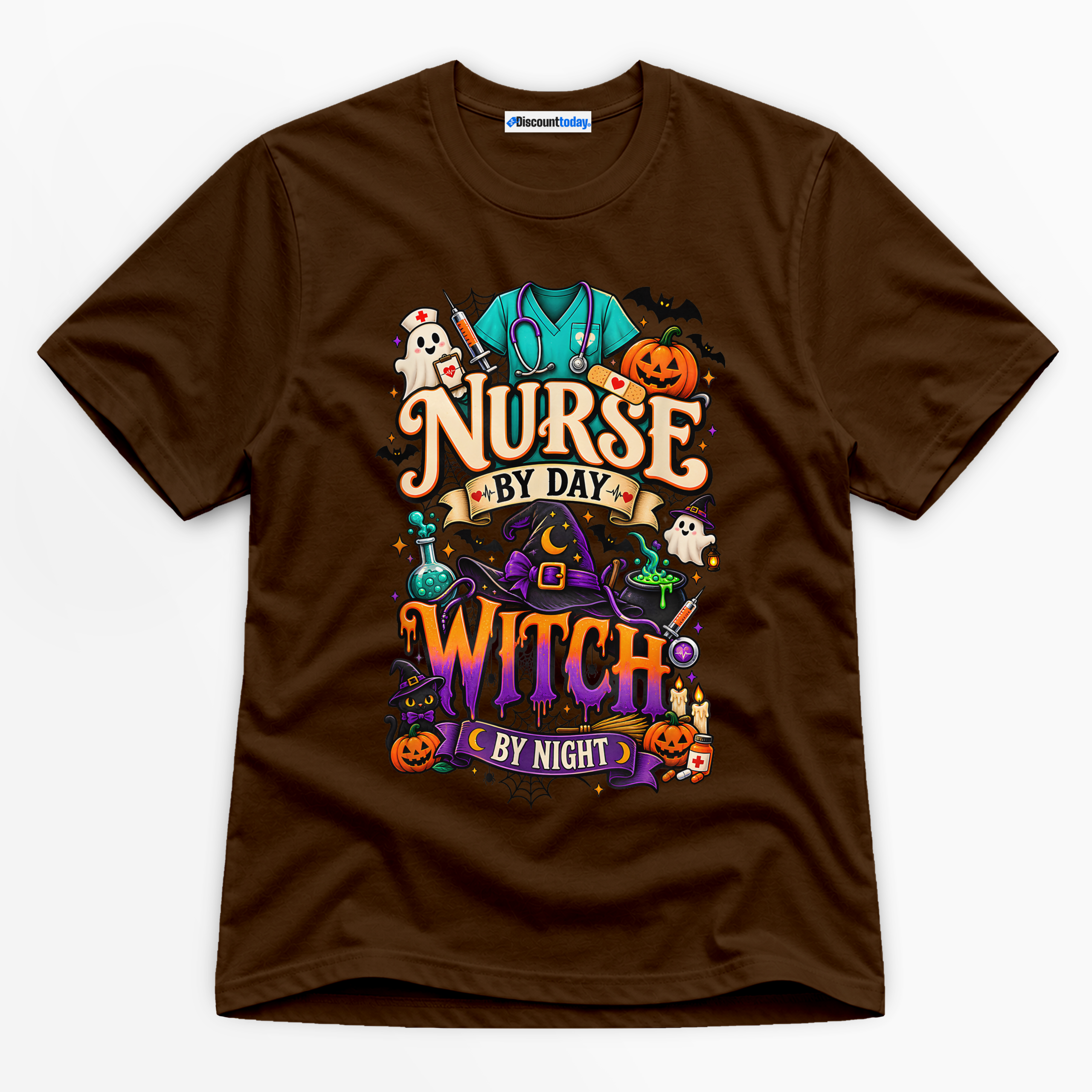 Nurse By Day Witch By Night Premium Graphic T-Shirt - Halloween catona-1039-v6
