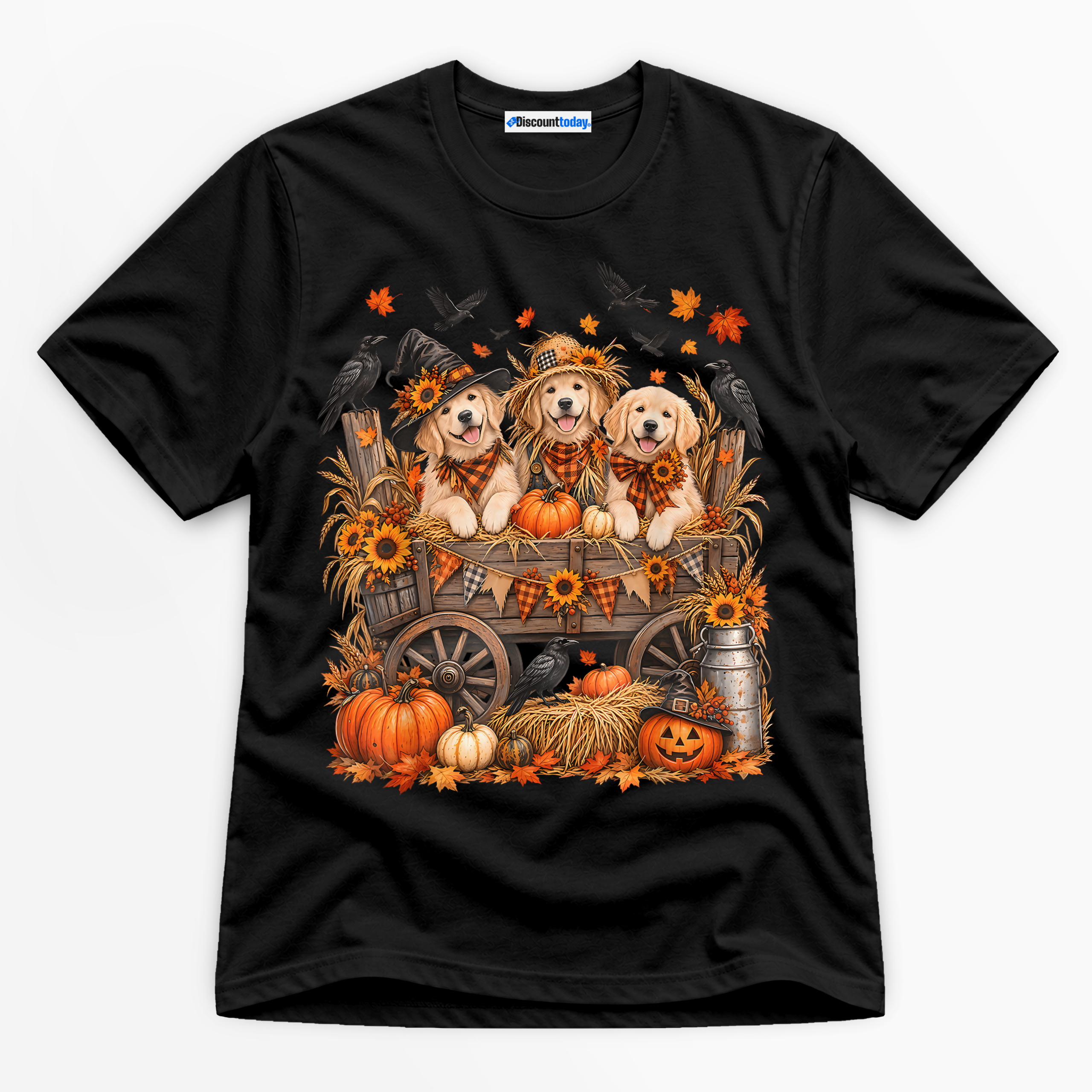 Halloween Golden Retrievers Premium Graphic T-Shirt - Halloween catona-1068