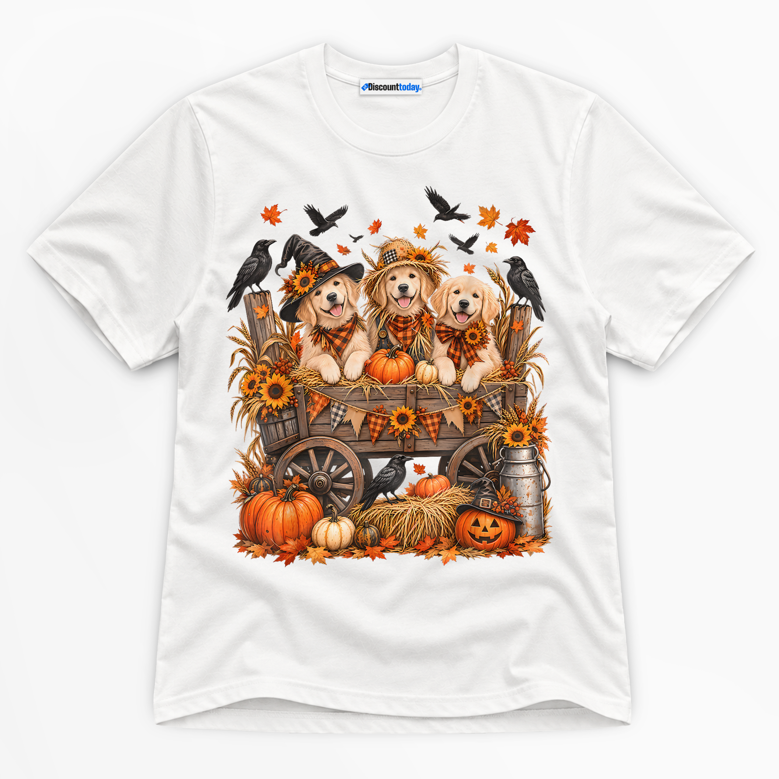 Halloween Golden Retrievers Premium Graphic T-Shirt - Halloween catona-1068-v1