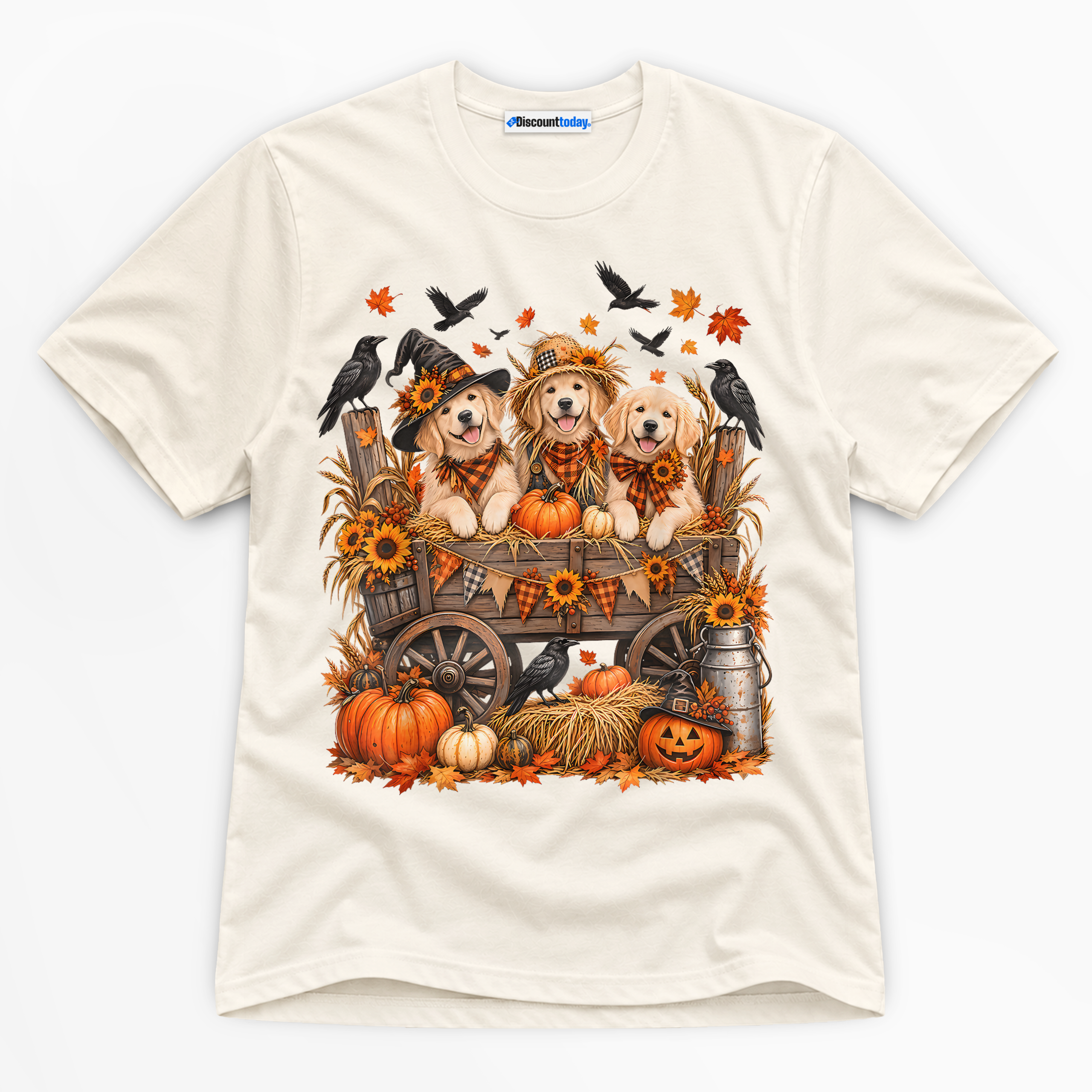 Halloween Golden Retrievers Premium Graphic T-Shirt - Halloween catona-1068-v2