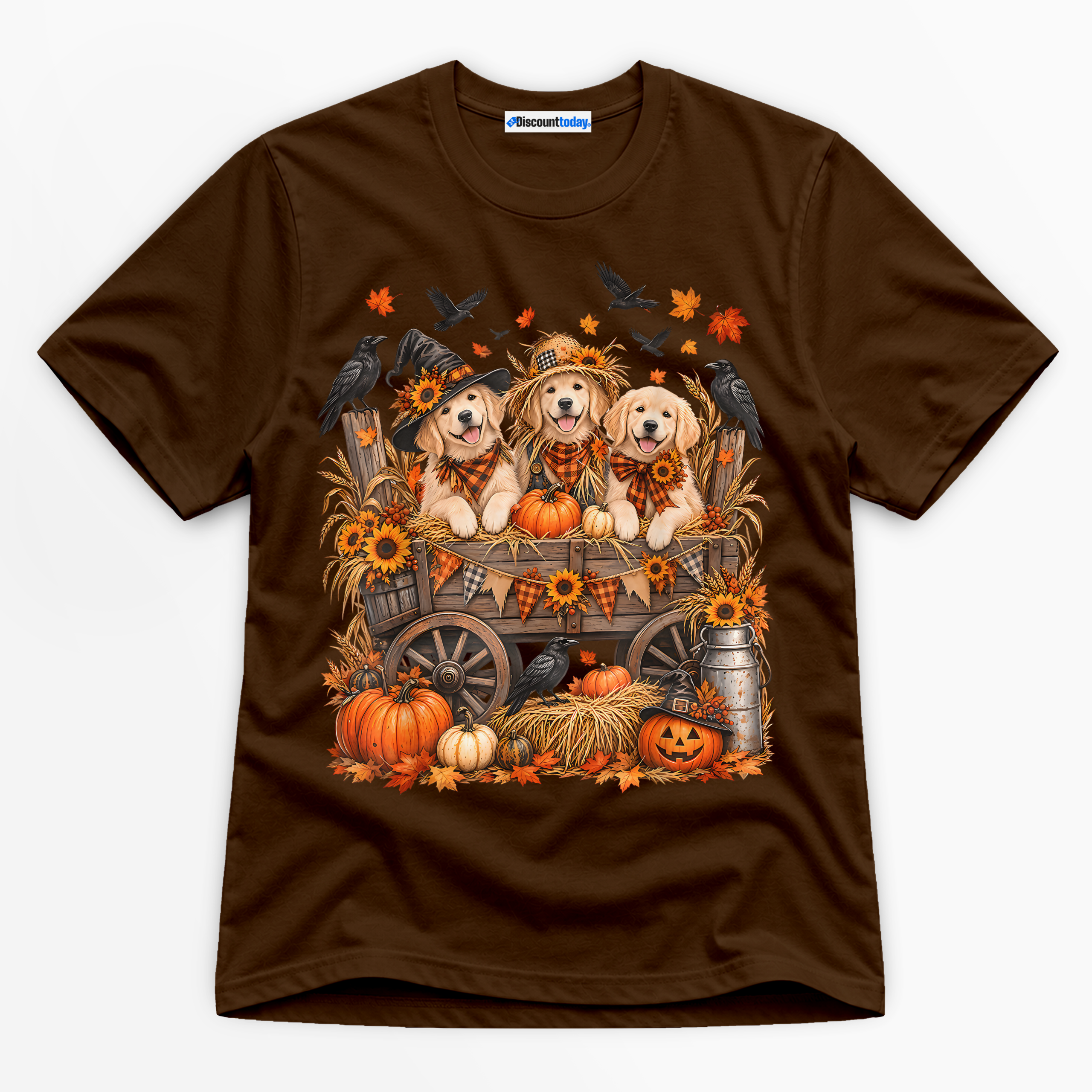 Halloween Golden Retrievers Premium Graphic T-Shirt - Halloween catona-1068-v3