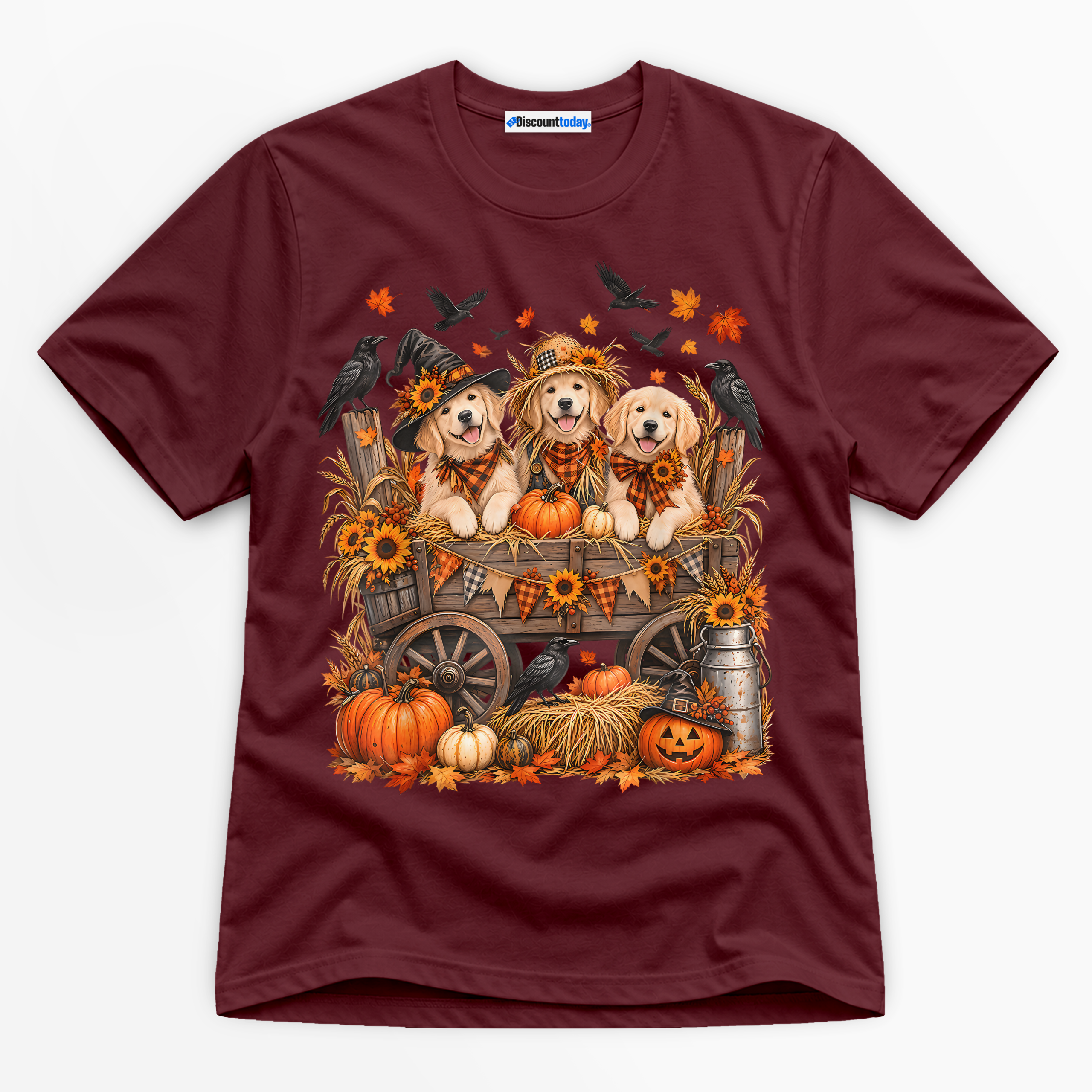 Halloween Golden Retrievers Premium Graphic T-Shirt - Halloween catona-1068-v4