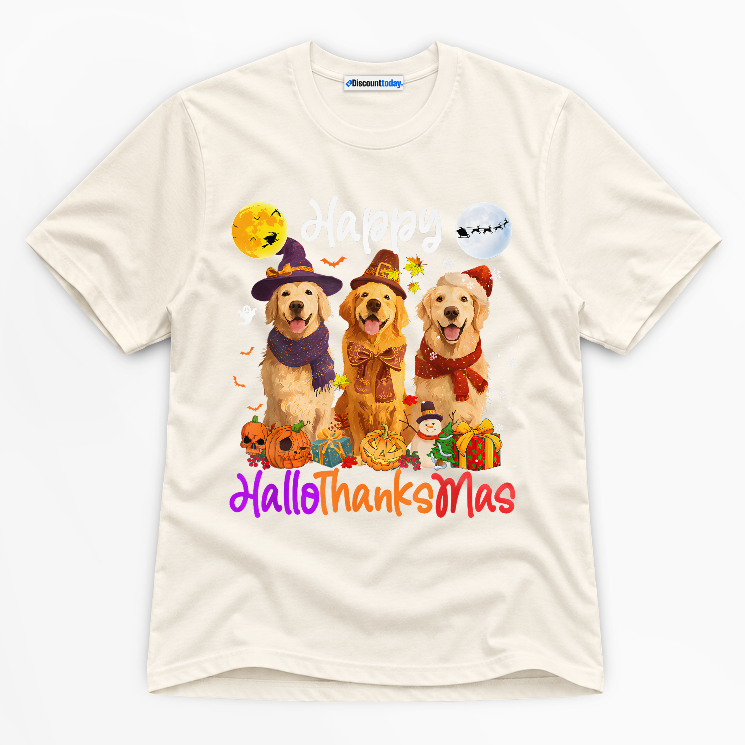 Happy Hallothanksmas Premium Graphic Ver 2 Black T-Shirt - Holiday catona-1069-v1