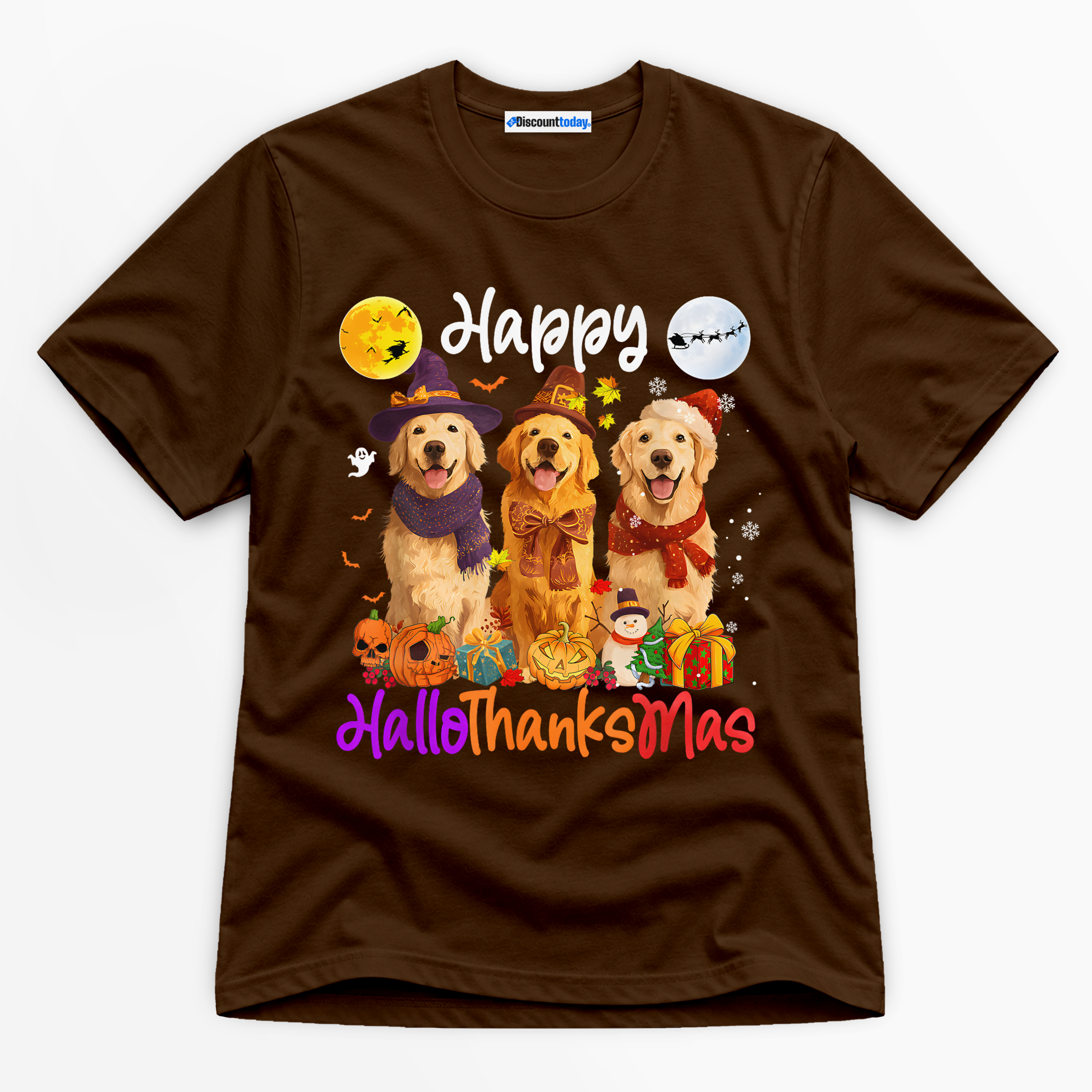 Happy Hallothanksmas Premium Graphic Ver 2 Black T-Shirt - Holiday catona-1069-v2
