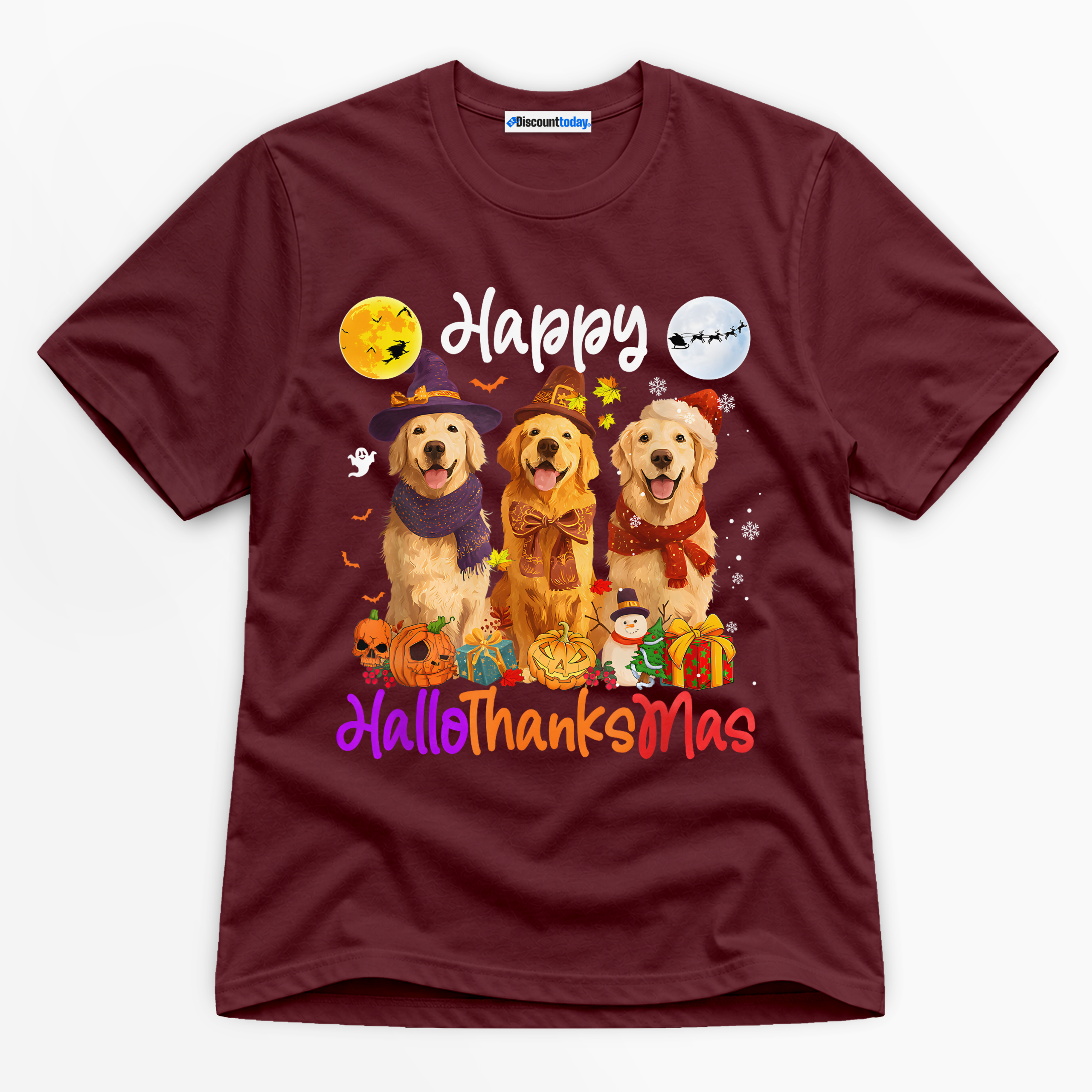 Happy Hallothanksmas Premium Graphic Ver 2 Black T-Shirt - Holiday catona-1069-v3