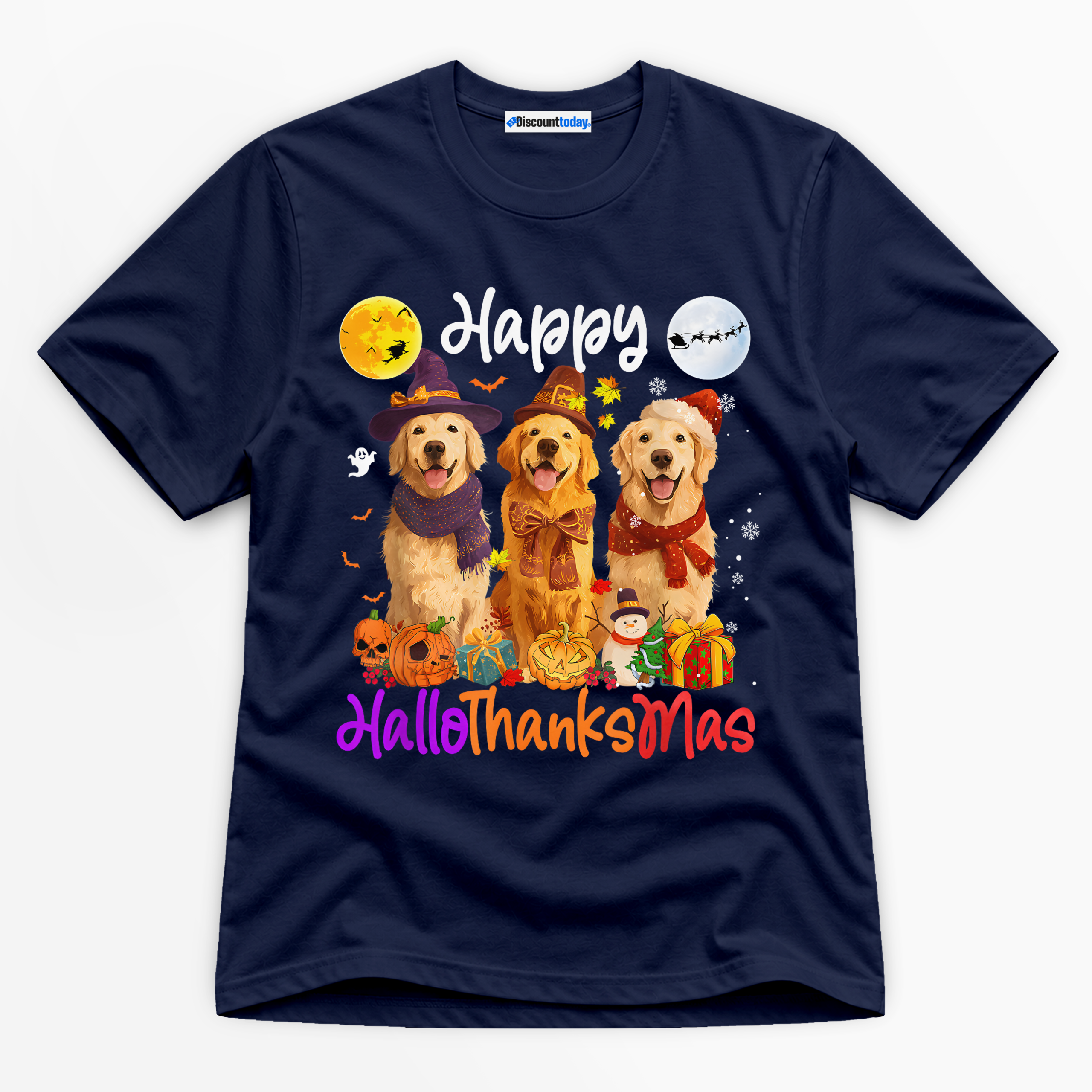 Happy Hallothanksmas Premium Graphic Ver 2 Black T-Shirt - Holiday catona-1069-v4