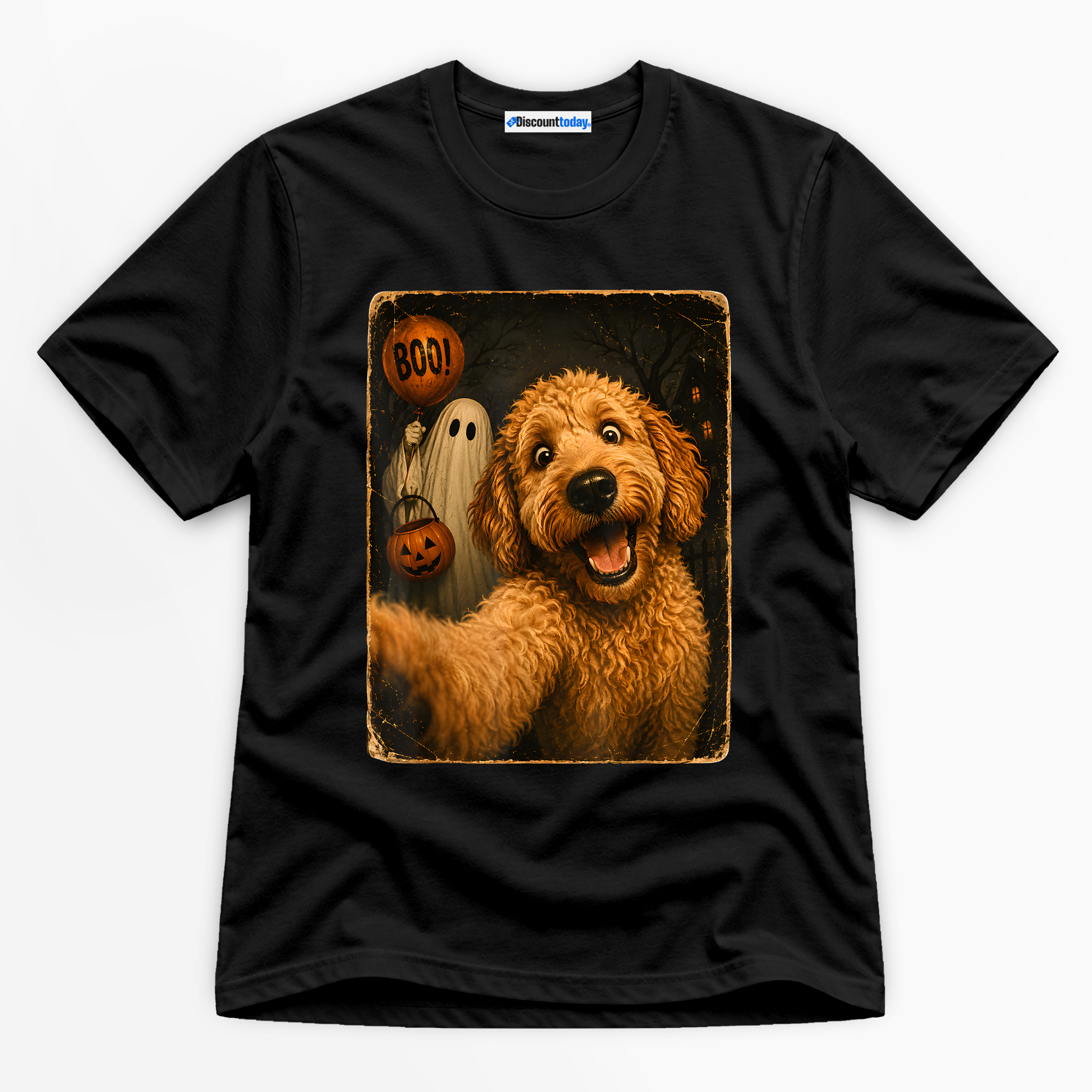 Halloween Dog Selfie Premium Graphic T-Shirt - Halloween catona-1077