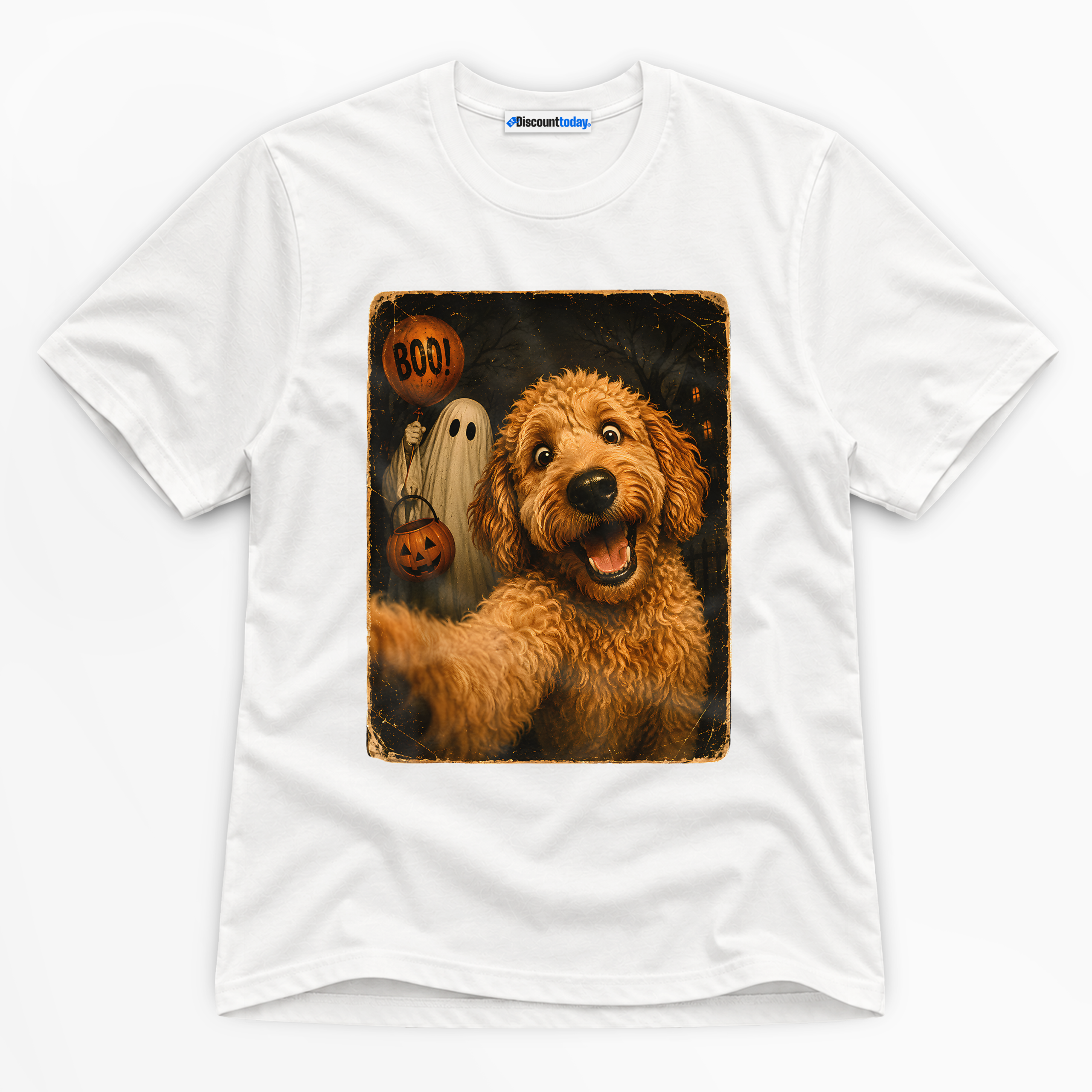 Halloween Dog Selfie Premium Graphic T-Shirt - Halloween catona-1077-v1