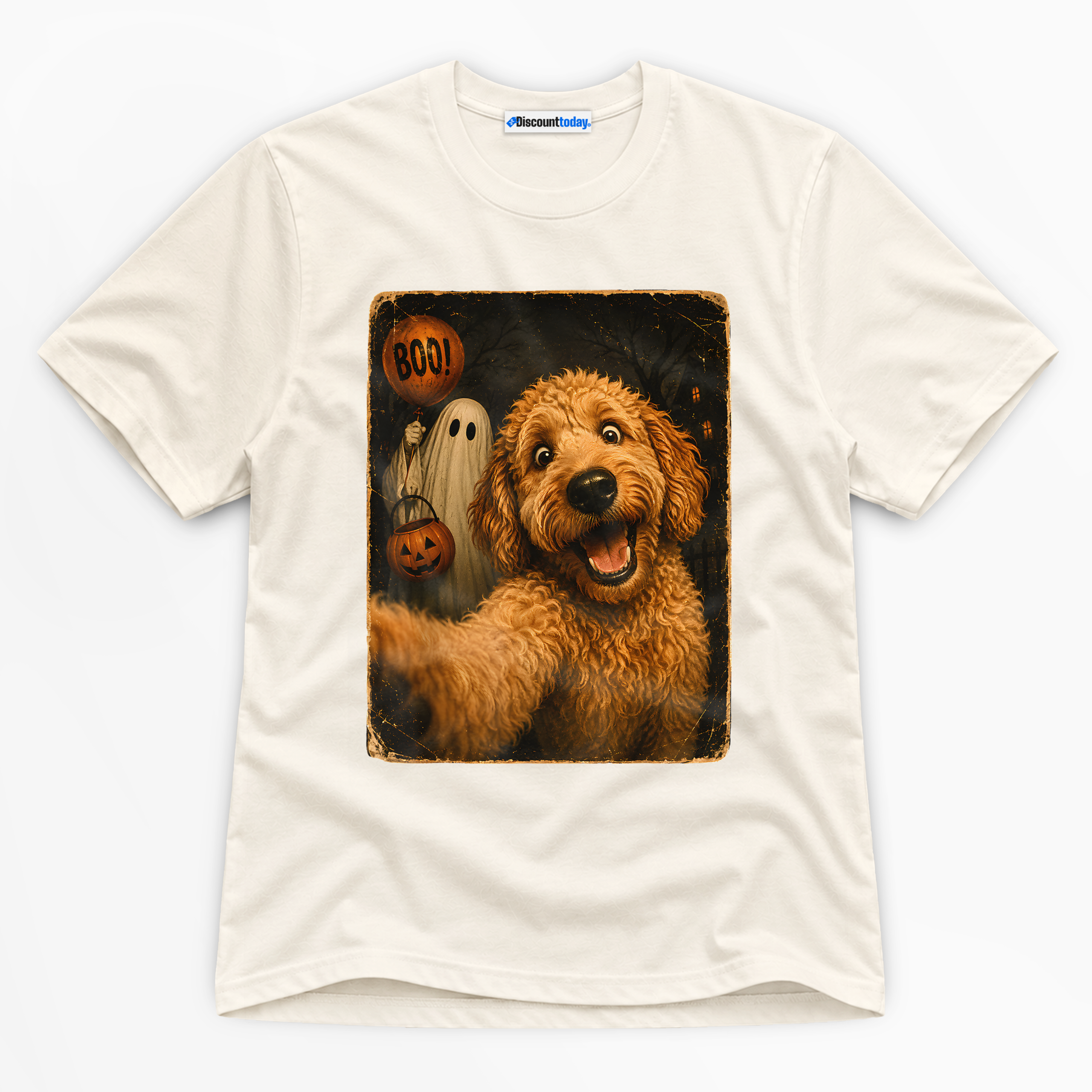 Halloween Dog Selfie Premium Graphic T-Shirt - Halloween catona-1077-v2