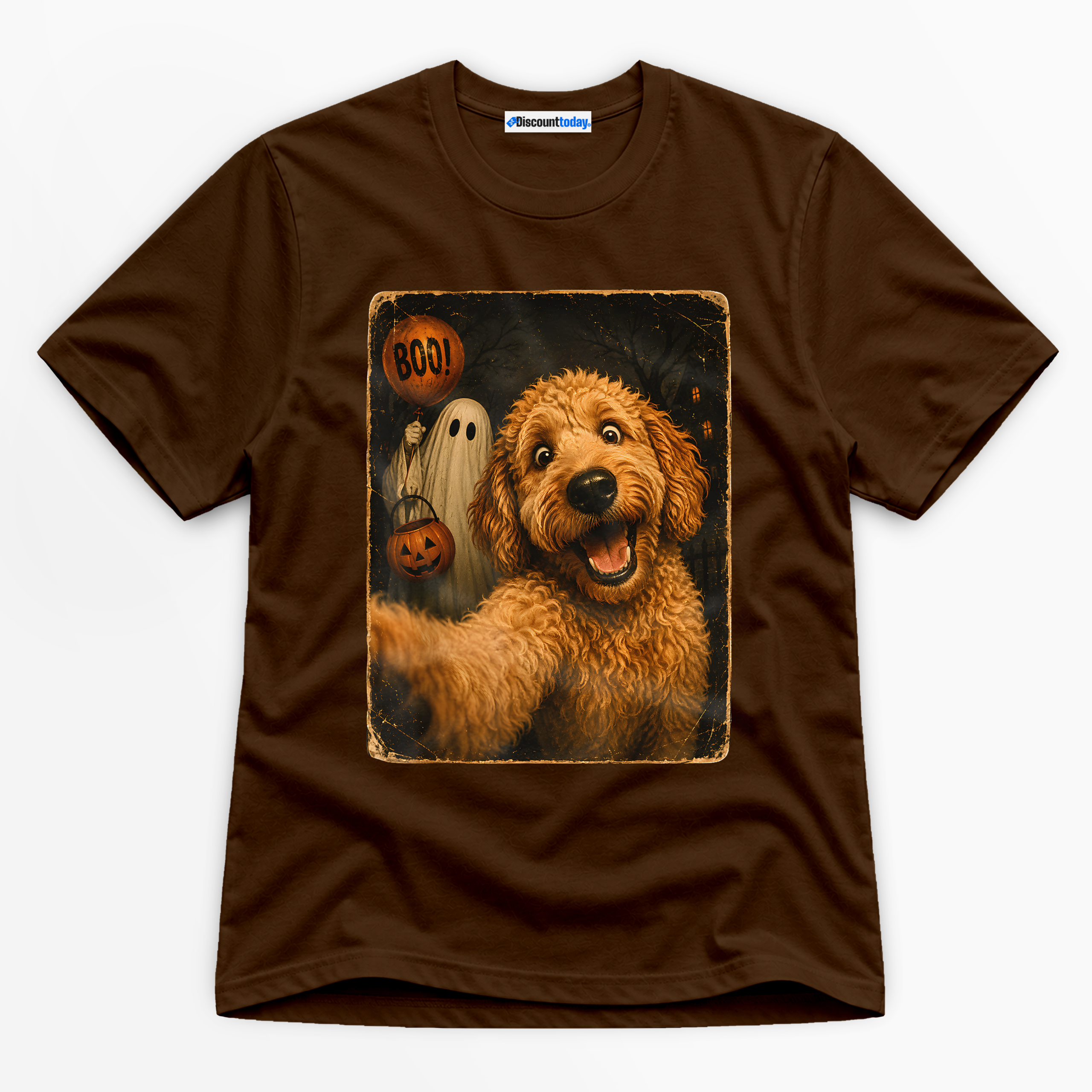 Halloween Dog Selfie Premium Graphic T-Shirt - Halloween catona-1077-v3