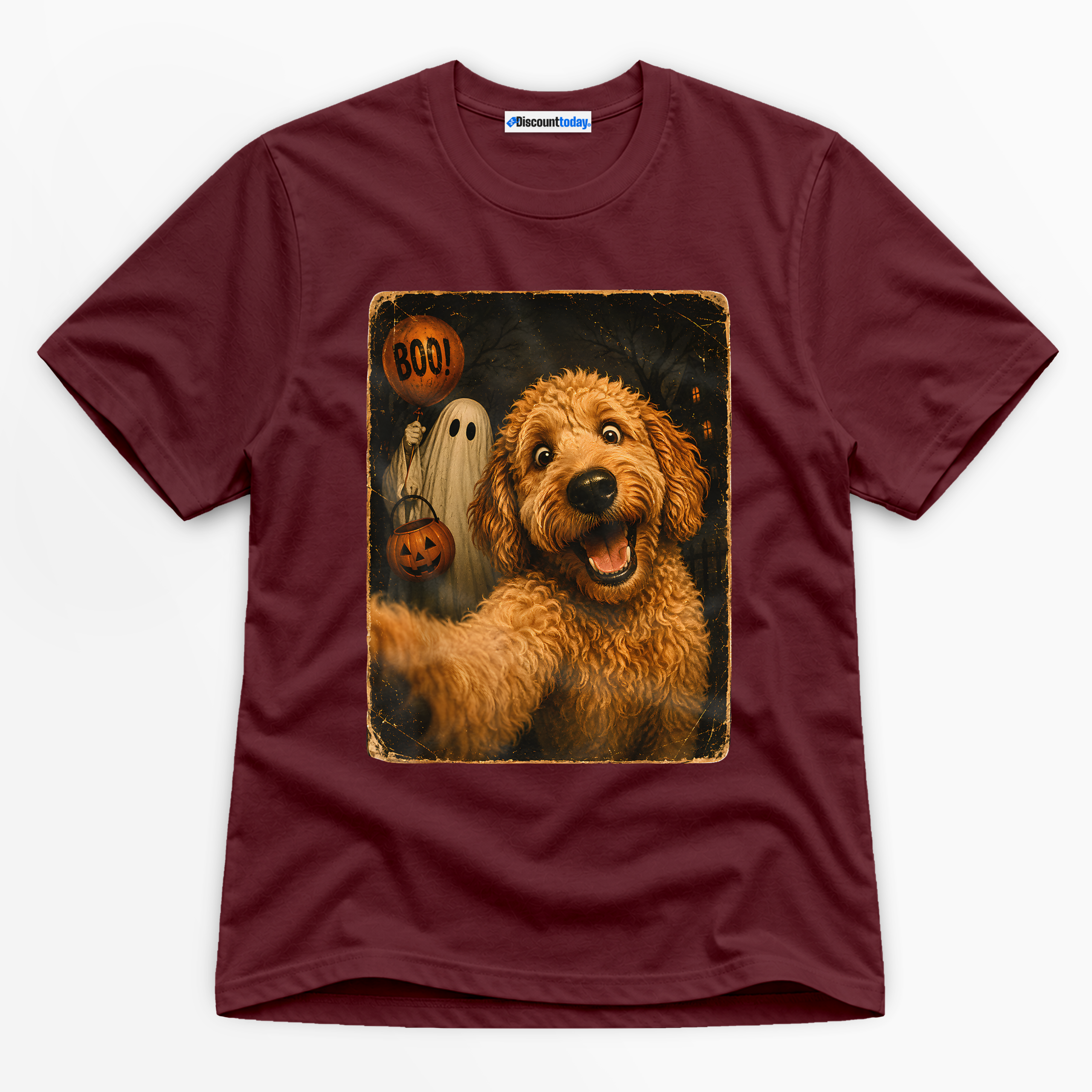 Halloween Dog Selfie Premium Graphic T-Shirt - Halloween catona-1077-v4