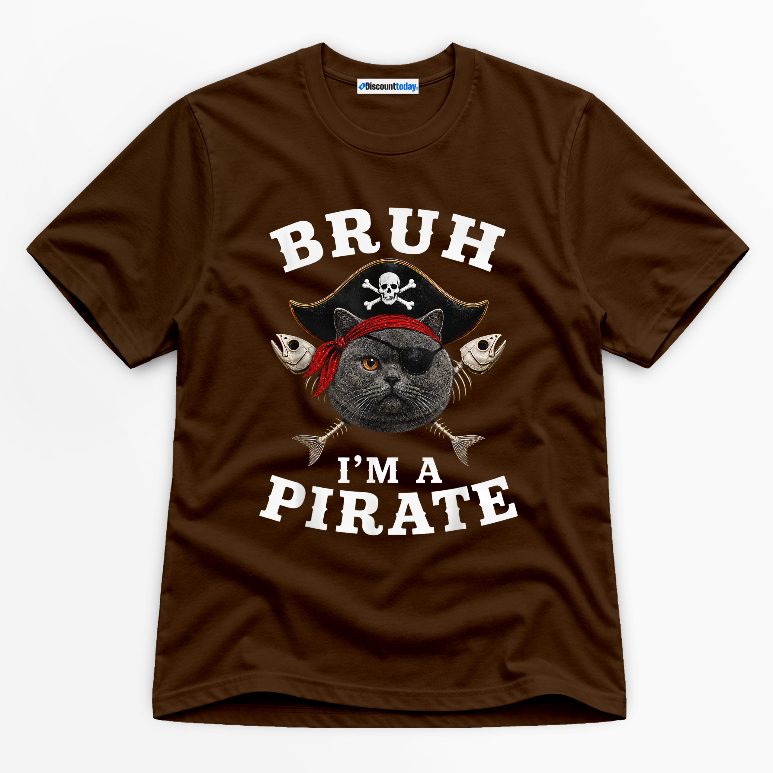 Bruh I'm A Pirate Cat Premium Graphic T-Shirt - Halloween catona-1089-v2