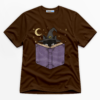 Witch Cat Reading Book Premium Graphic T-Shirt - Halloween catona-1093-v4