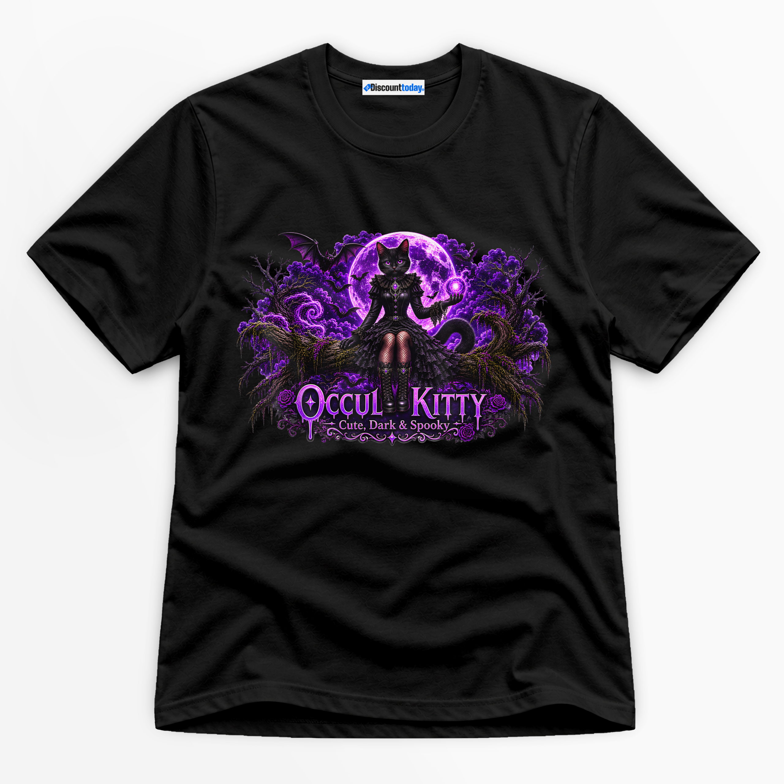 Occult Kitty Cute Dark & Spooky Premium Graphic T-Shirt - Halloween Occult Kitty Cute Dark & Spooky Premium Graphic T-Shirt - Halloween