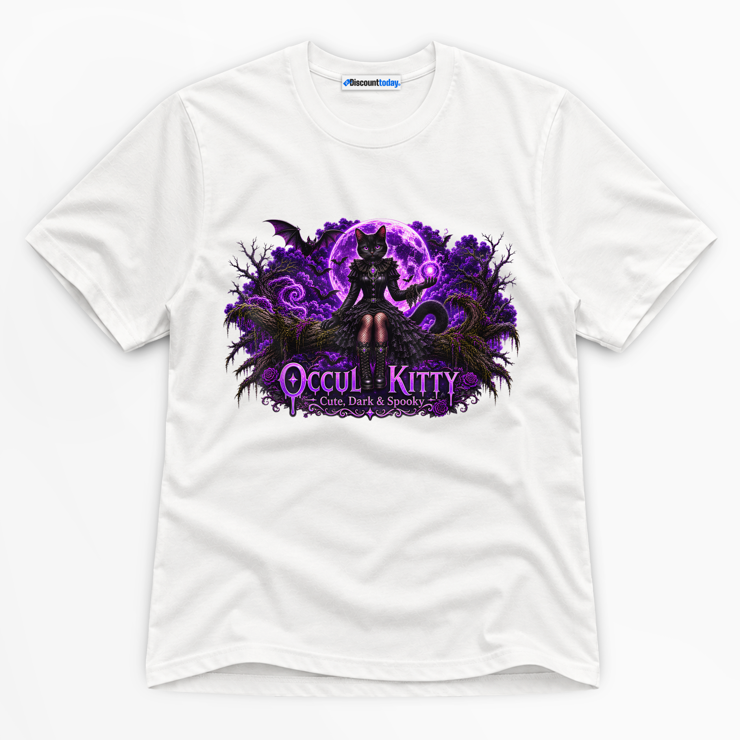 Occult Kitty Cute Dark & Spooky Premium Graphic T-Shirt - Halloween catona-1094-v1