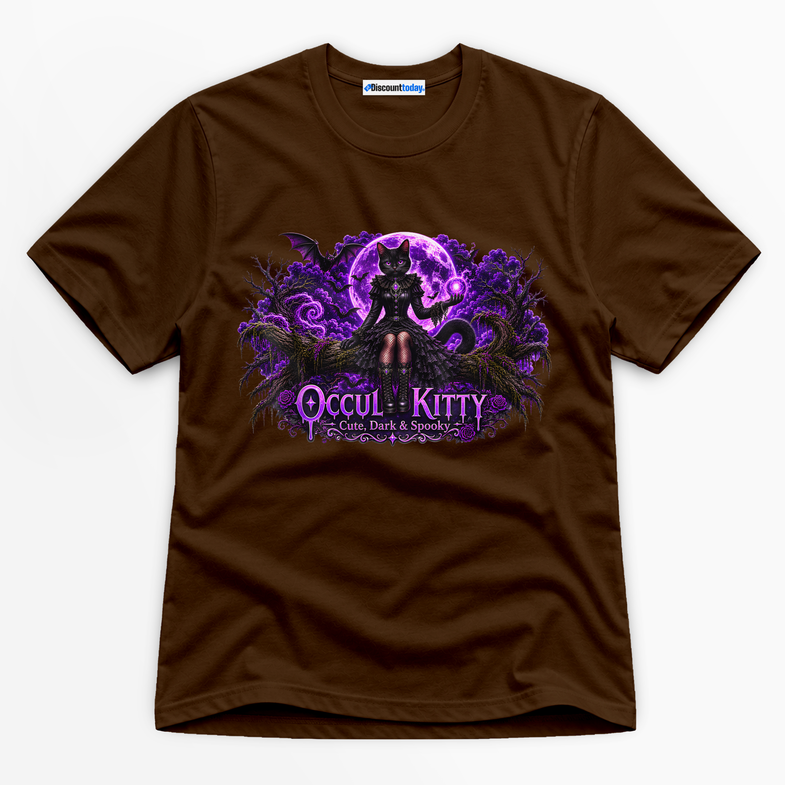 Occult Kitty Cute Dark & Spooky Premium Graphic T-Shirt - Halloween catona-1094-v4