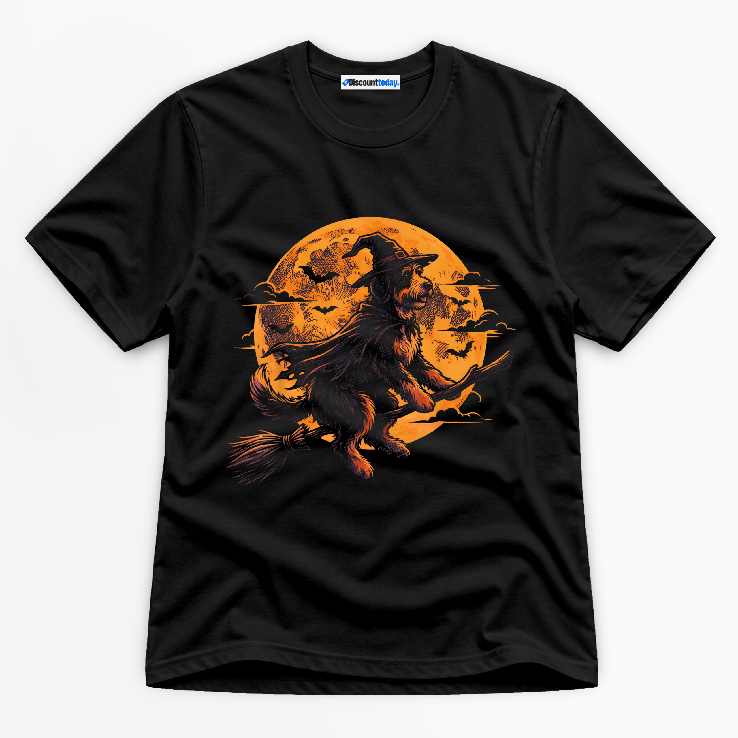 Witch Dog Riding Broom Premium Graphic Ver 1 T-Shirt - Halloween catona-1095