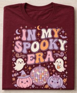In My Spooky Era T-Shirt, Cute Halloween Shirt, Retro Ghost Pumpkin Tee, Disco Pumpkin Graphic, Kawaii Halloween Gift