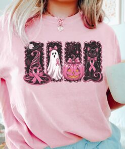 Breast Cancer Awareness Shirt, Pink Witch Hat Halloween Breast Cancer Support Squad T-Shirt